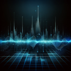 Audio waveform on a dark background, representing sound waves or audio signal, digital and modern style, 1024x1024