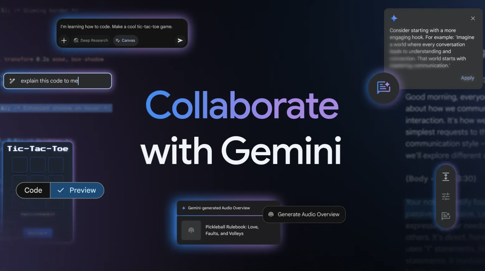 Gemini incorpora Canvas y Audio Overview a la app