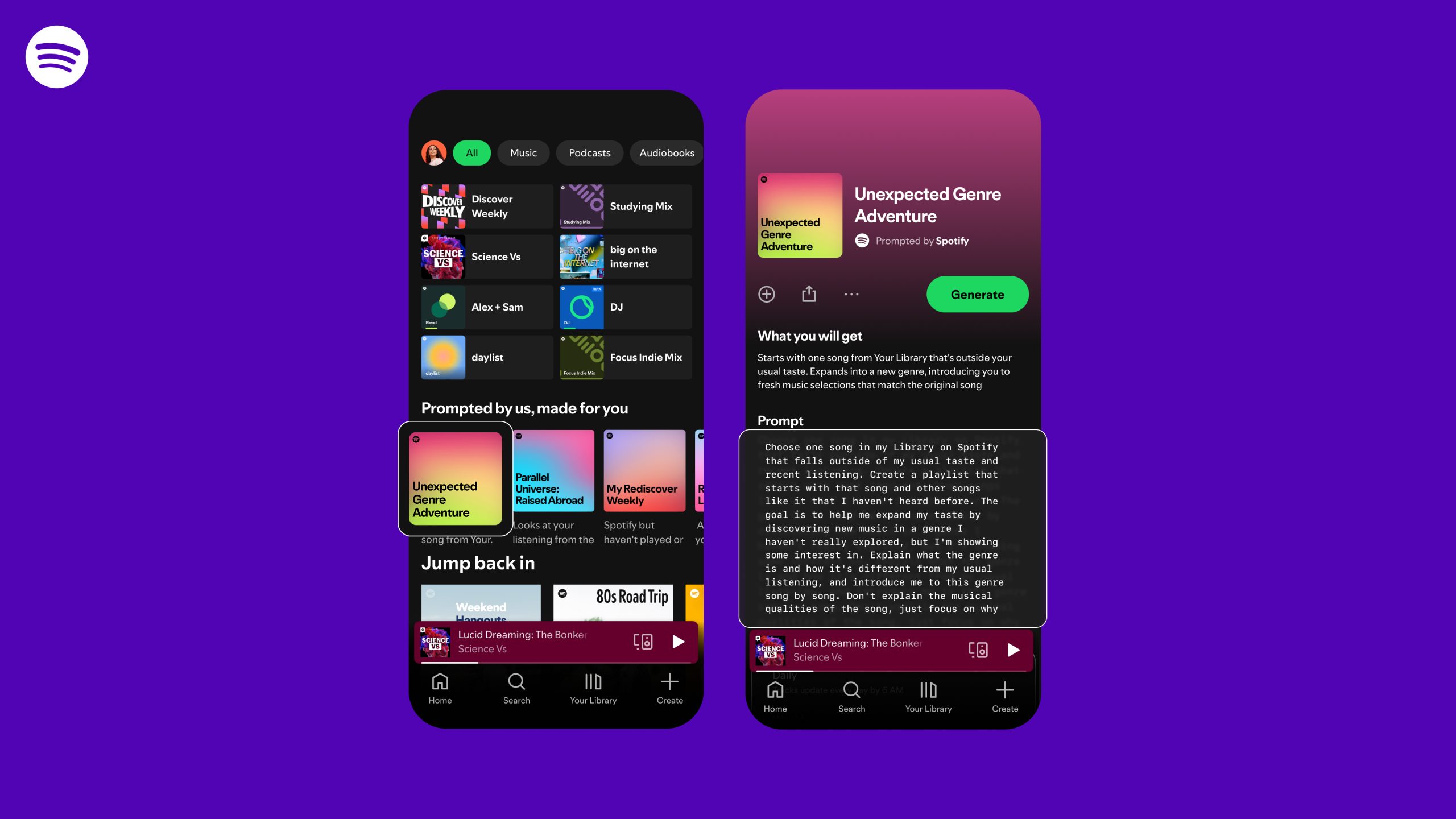 Spotify prueba IA para crear listas desde un texto