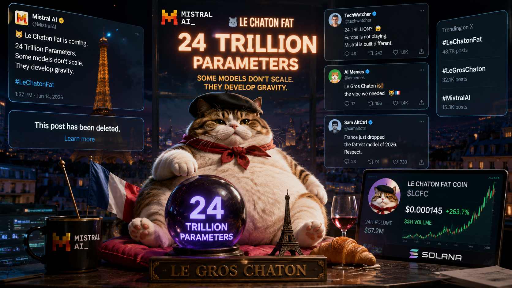 Mistral publica i esborra l’anunci d’un model de 24 bilions de paràmetres i desencadena el caos a X