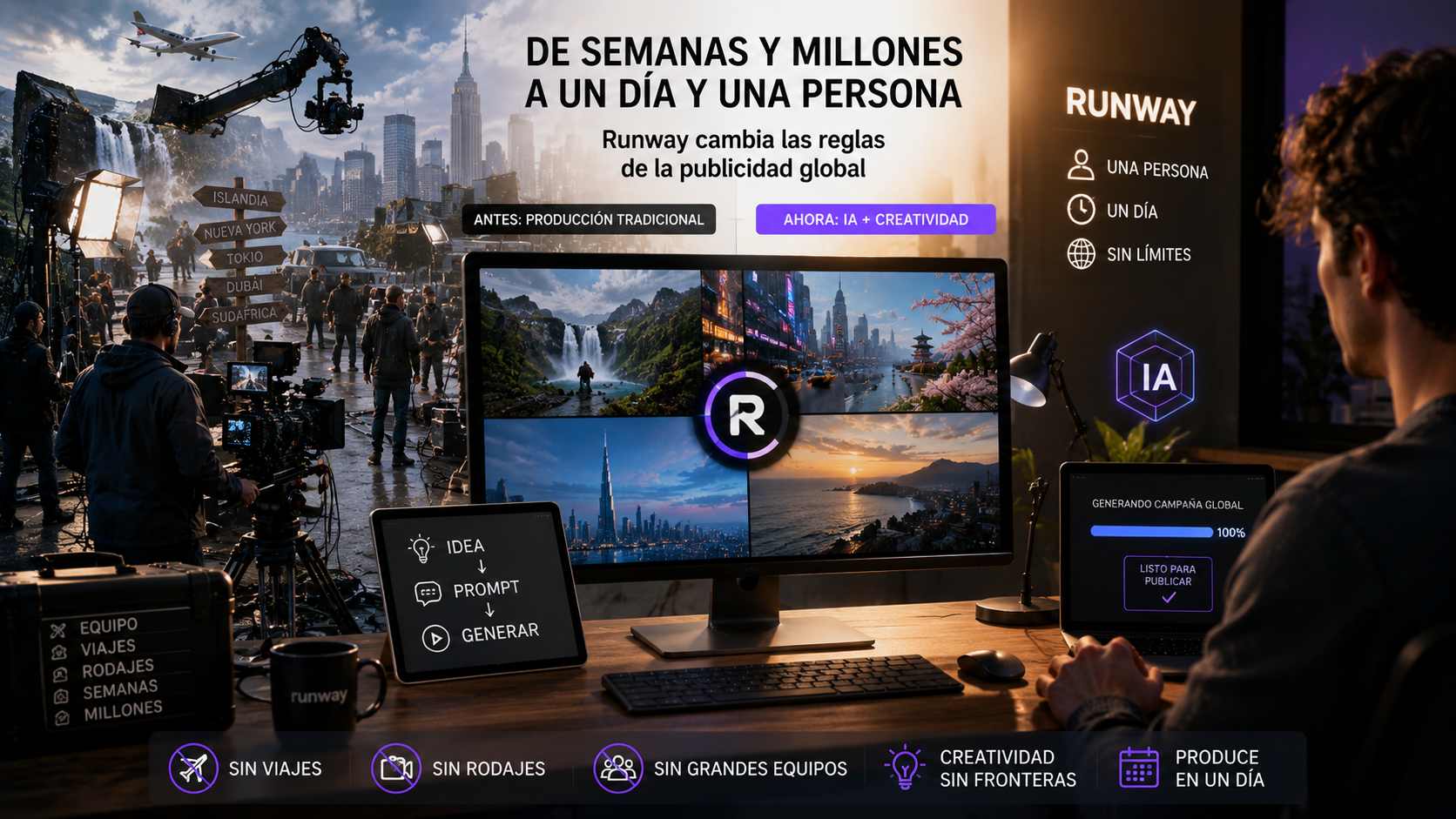 Runway convierte un anuncio global en una tarea de un día: la IA sacude la producción publicitaria